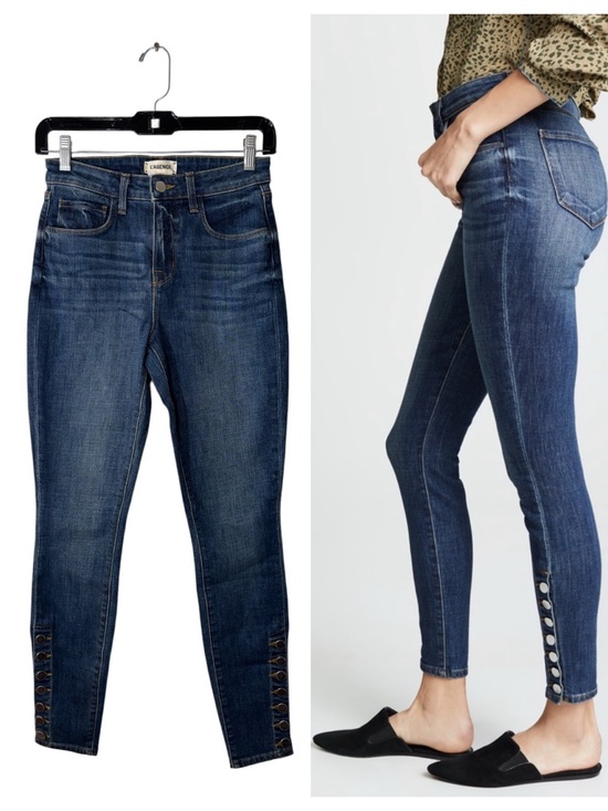 L'AGENCE Denim - L’Agence Piper High Rise Skinny Jeans Classic Vintage Wash Dark Blue Size 24